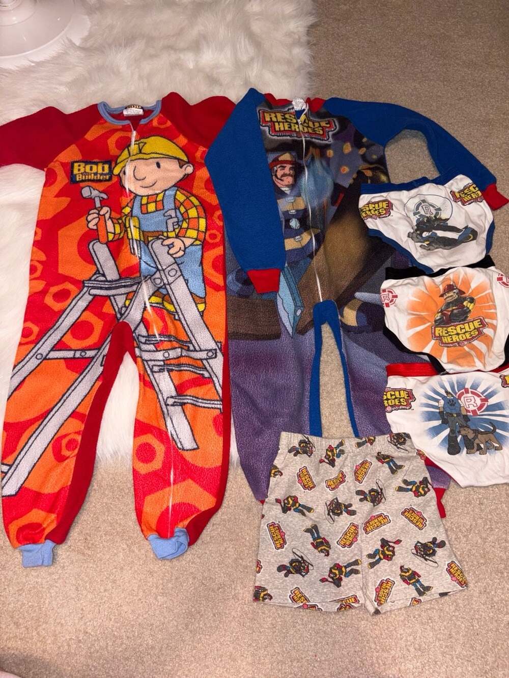 Vintage Bob the Builder & Rescue Heroes Pajama & Underwear Lot, Sizes 4-7